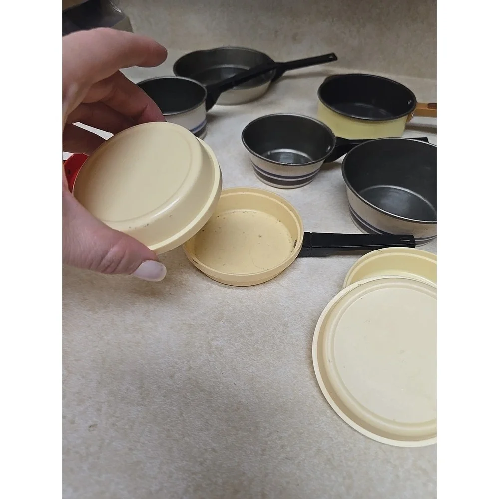 Set of Vtg Assorted Pretend Play Doll Saucepans Frying Pans Kitchen Cookware